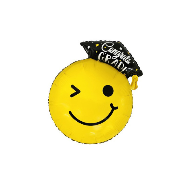 60cm 畢業系列鋁箔氣球-眨眼畢業笑臉