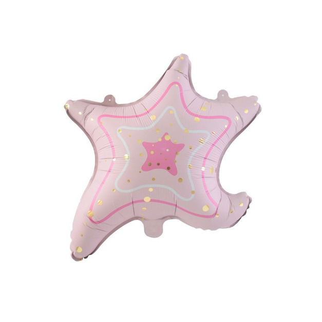 49cm 海洋鋁箔氣球-絲光海星 粉/藍