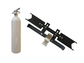 FE-02S輕量化鋁合金泡沫滅火器 - 磨砂奶茶灰 / 車架組合（藥劑可重複填充）