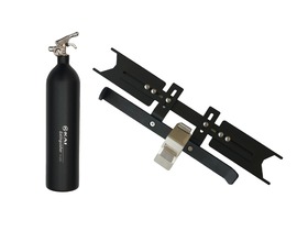 FE-02S輕量化鋁合金泡沫滅火器 - 極致消光黑 / 車架組合（藥劑可重複填充）