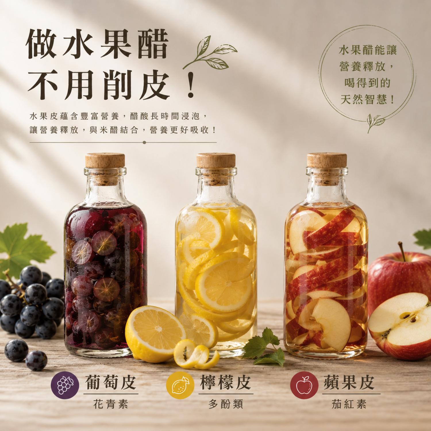 水果醋去皮,水果醋削皮,做蘋果醋要削皮嗎,做水果醋要削皮嗎,醋泡水果,北極星小學堂,晶巧純釀糯米醋,北極星Polestar