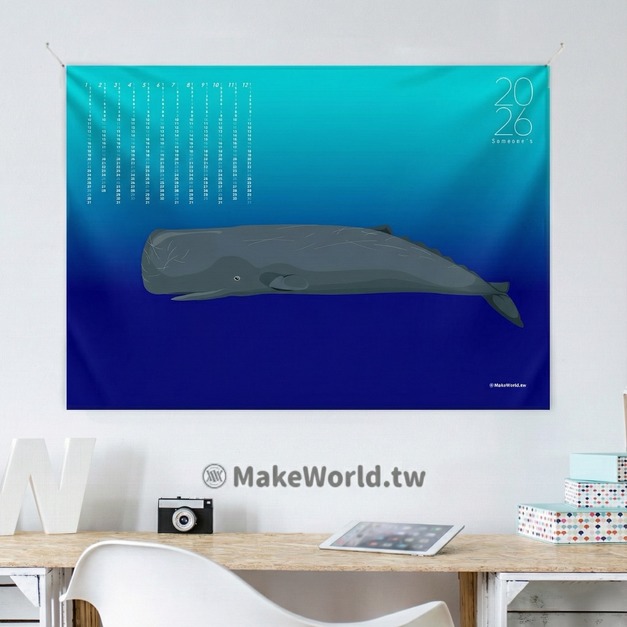 Make World 年曆掛布2026 (生態-抹香鯨)