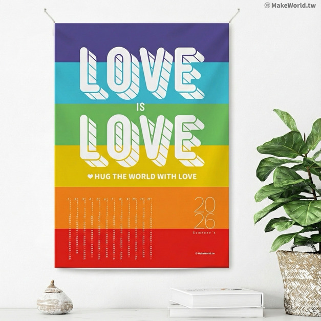 Make World 年曆掛布2026 (彩虹-Love is Love/白)
