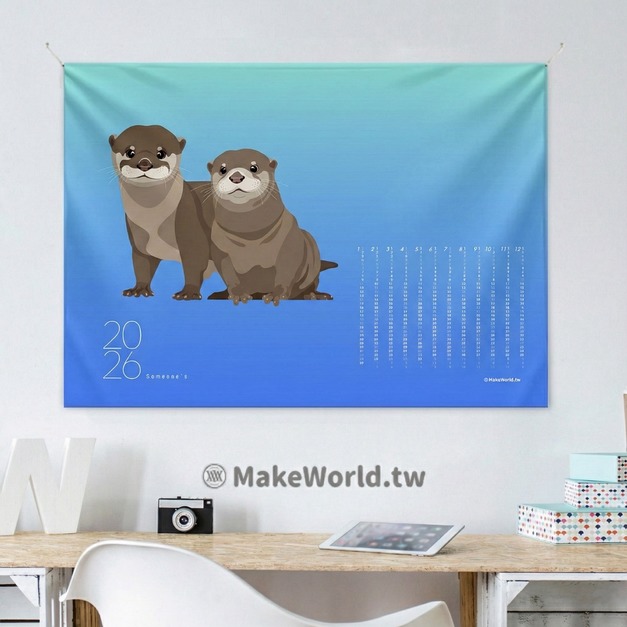Make World 年曆掛布2026 (生態-歐亞水獺)