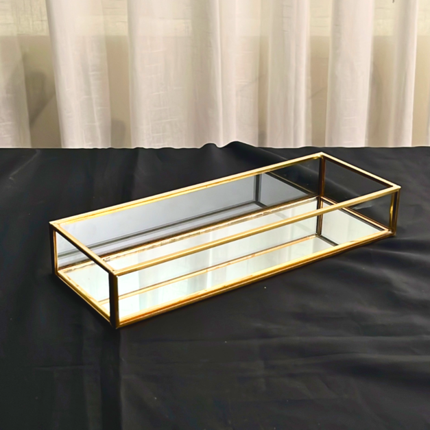 ｜絕版品出清｜復古金框：鏡面玻璃托盤（小款）