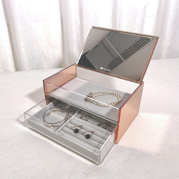 【展示品/福利品】 玫瑰金：雙層鏡面珠寶盒