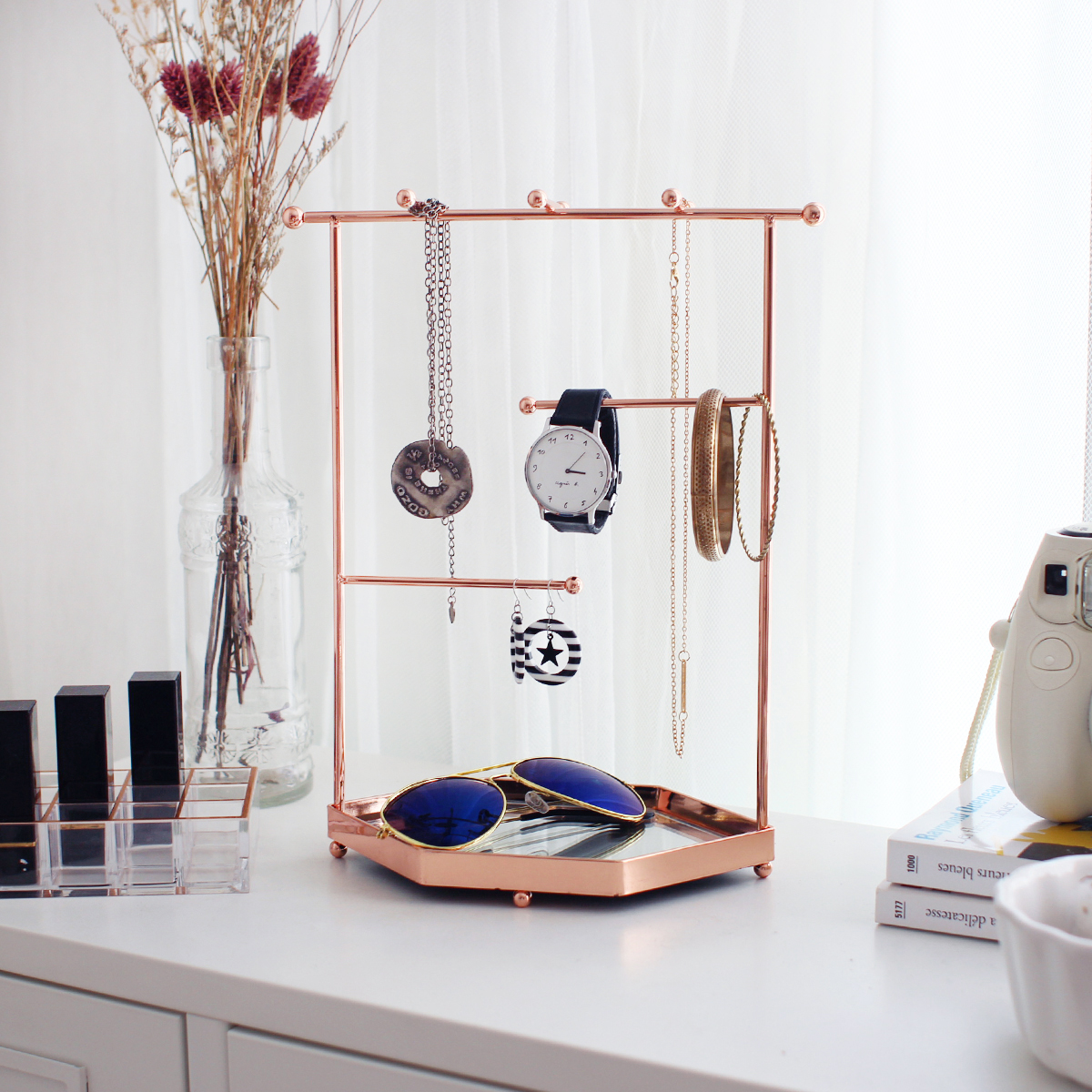 玫瑰金：六角飾品展示架