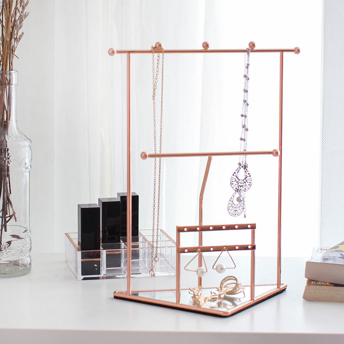 玫瑰金：三角飾品展示架