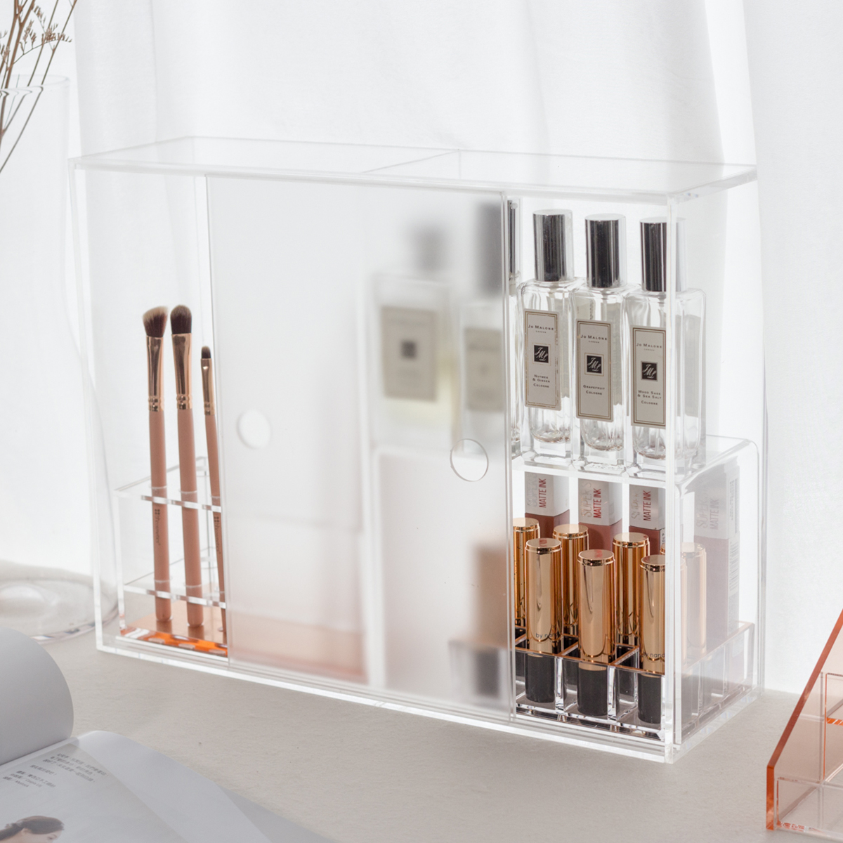 迷霧拉門・防塵美妝保養品收納櫃（組合款）