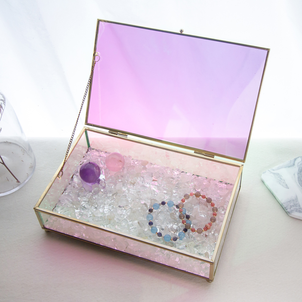 【可客製水晶收納盒】歐若拉・極光玻璃消磁盒