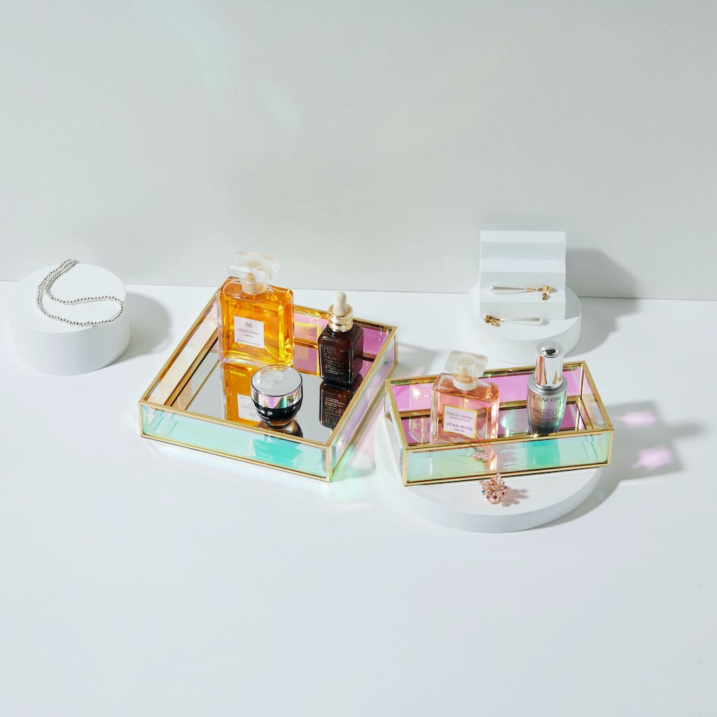 歐若拉極光 鏡面玻璃托盤(正方形/長方形)