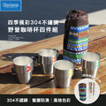 【Horizon 天際線】四季楓彩304不鏽鋼-野營咖啡杯四件組(附收納袋)_2