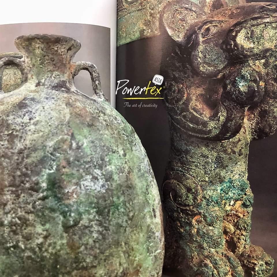 仿石雕塑：青銅鏽蝕質感的古甕
