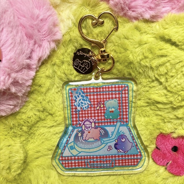 仙宮派對動物黑膠箱雙面鑰匙圈/掛飾