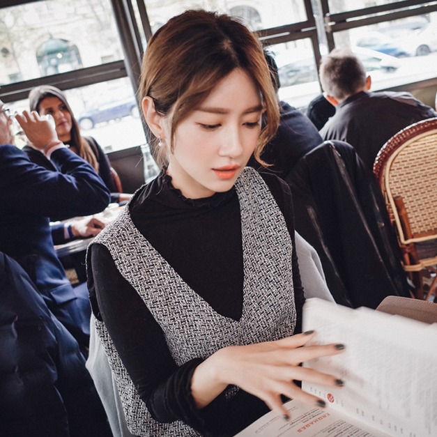 針織上衣長袖打底荷葉邊k-y-06