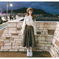 格紋長裙A字傘裙半身裙K-Y-01