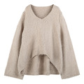 毛衣圓領寬鬆前短後長上衣U-K-38_3