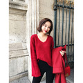毛衣圓領寬鬆前短後長上衣U-K-38