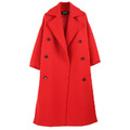 紅色毛呢大衣雙排扣長版聖誕氣氛U-K-30_4