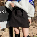 毛呢短裙綁帶a字裙子Z-K-44