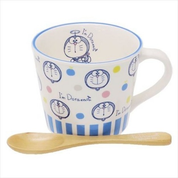 [預購]哆啦A夢塗鴉咖啡馬克杯 ドットチラシ(附木製湯匙)