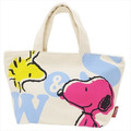 [預購]史努比簡約拉鍊帆布手提包 PINK SNOOPY＆WOODSTOCK