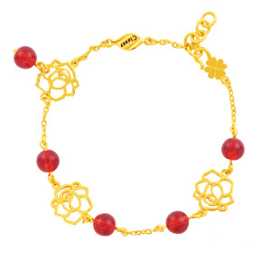 玫瑰香頌-黃金手鍊