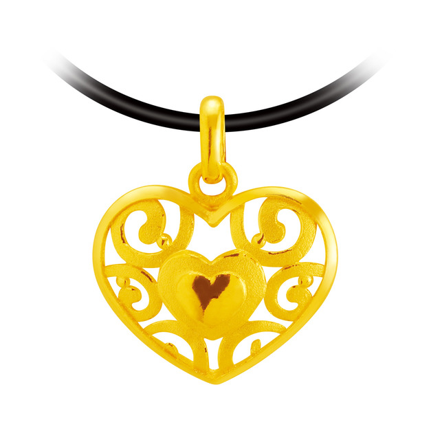 愛情之心-黃金墜子