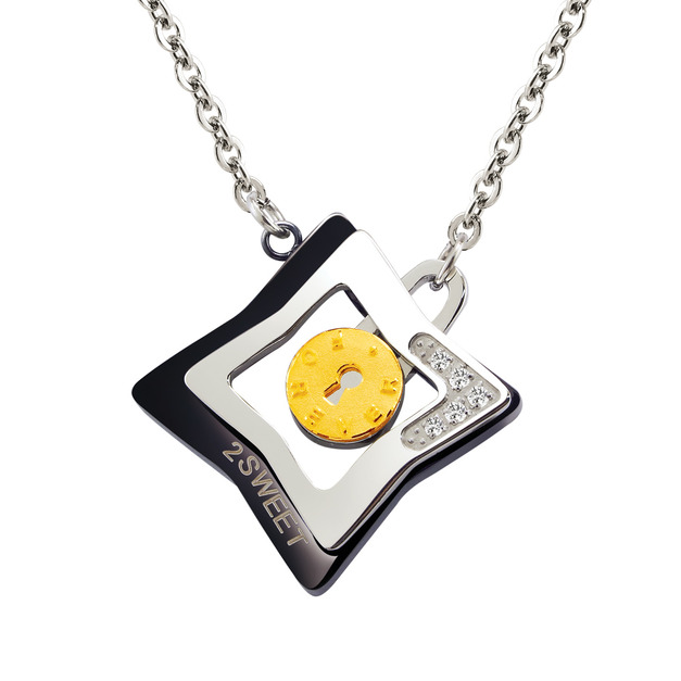 幸福心鎖-金加鋼項鍊(男)