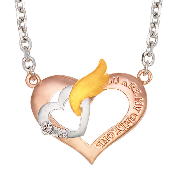 一心一意-金加銀墜子(附鋼飾項鍊)(女)