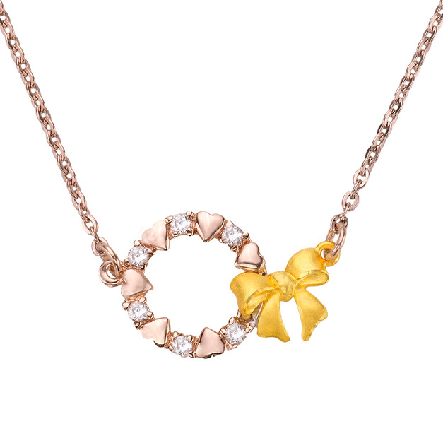 甜蜜花圈-金加銀項鍊(玫瑰金)