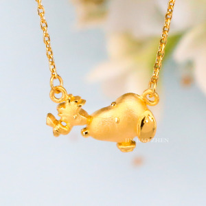 史努比SNOOPY-好朋友史努比-黃金項鍊(鎖骨鍊)