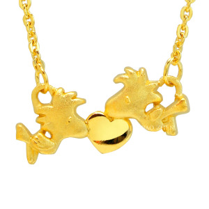 史努比SNOOPY-歡樂胡士托-黃金項鍊(鎖骨鍊)