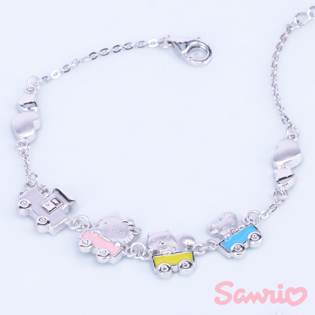 Hello Kitty凱蒂貓-歡樂列車-刻字純銀手鍊(兒童/成人)