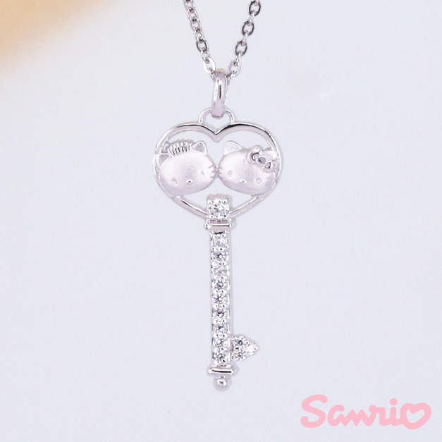 Hello Kitty凱蒂貓-光彩心鑰-純銀墜子