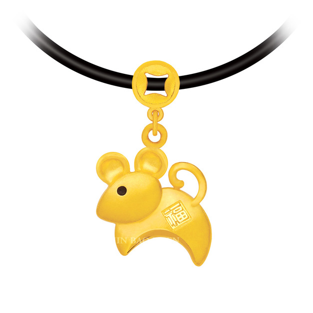 福鼠-十二生肖金飾墜子