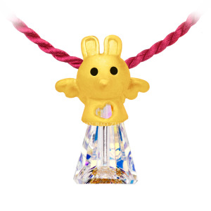 貼心兔-十二生肖黃金水晶墜