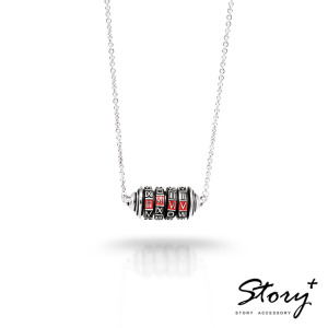 密碼輪(4輪英文)-數字客製純銀項鍊