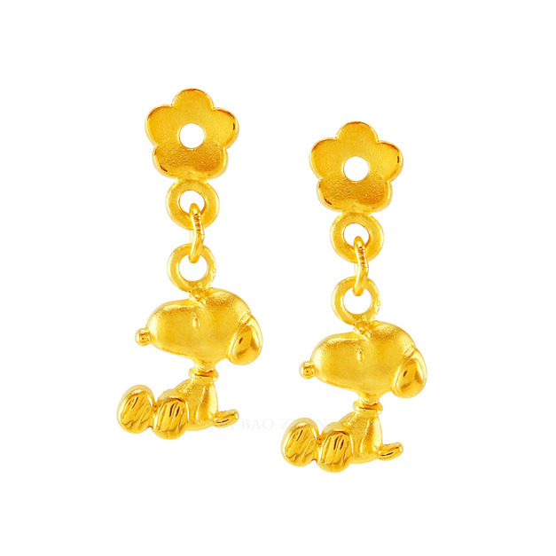 史努比SNOOPY-花漾史努比-黃金耳環