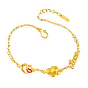 史努比SNOOPY-親親甜心-黃金手鍊