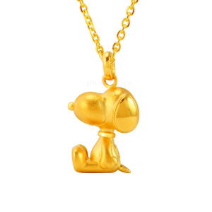 史努比SNOOPY-乖巧寶貝-黃金墜子