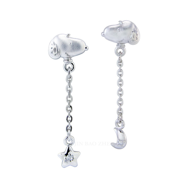 史努比SNOOPY-星月之光-純銀耳環