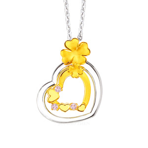 幸運輪廓-金加銀墜子(附白鋼項鍊)