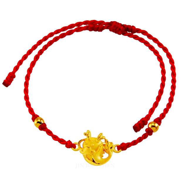 好運12生肖-龍-紅繩黃金手鍊