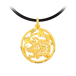 金豬頌春-黃金墜子