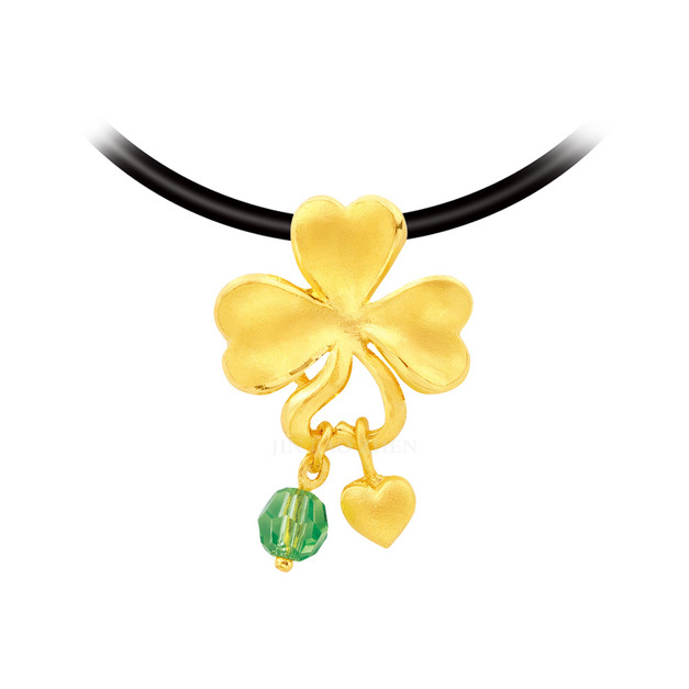 幸運點滴-幸運草黃金墜子