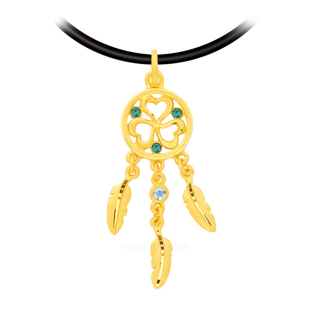 夢中注定-黃金墜子-捕夢網造型墜子