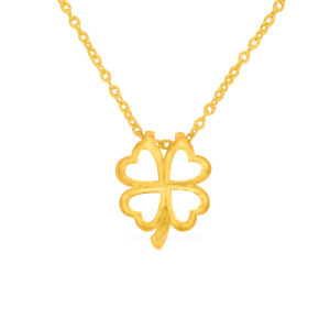 愛的讚頌-幸運草黃金鎖骨鍊