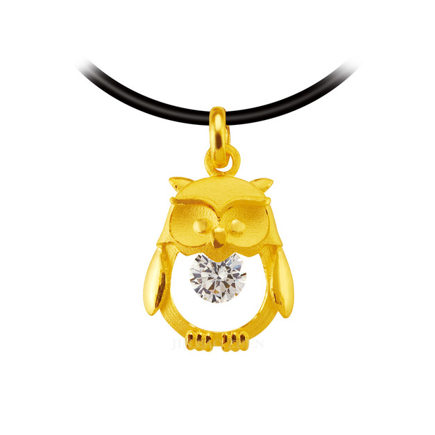 啾幸福-黃金墜飾-貓頭鷹造型金飾