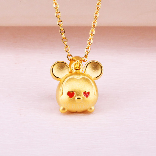 愛心米奇款-TSUM TSUM造型黃金墜子